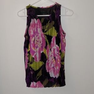 Floral Accordion Pleated Blouse NWOT